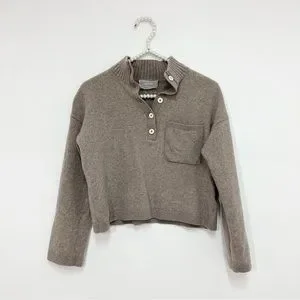 Everlane Sweaters Everlane The Recashmere Button Mockneck Crop